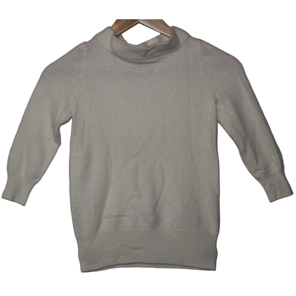 Womens J. Crew Cream Italian Cashmere Pullover Long Sleeve Turtleneck Sweater XS